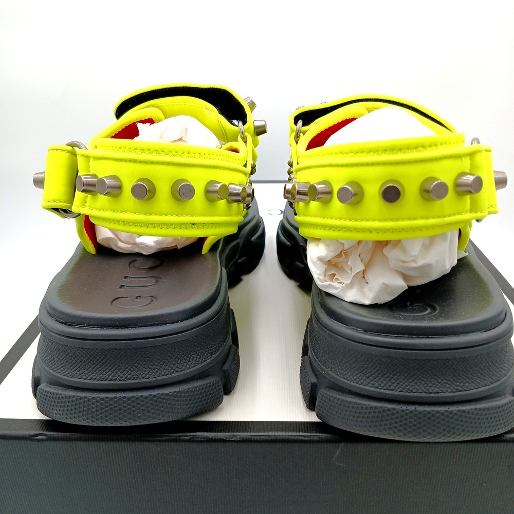 GUCCI SHOES MENS AGURU STUD‎ STAR LEATHER SANDALS YELLOW $1,150 Size 8 - Picture 5 of 12